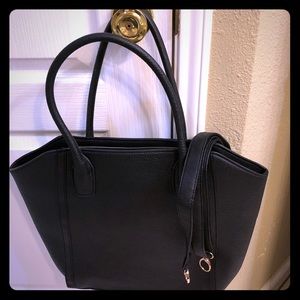 H&M Black Tote Handbag w Optional Cross Body Strap